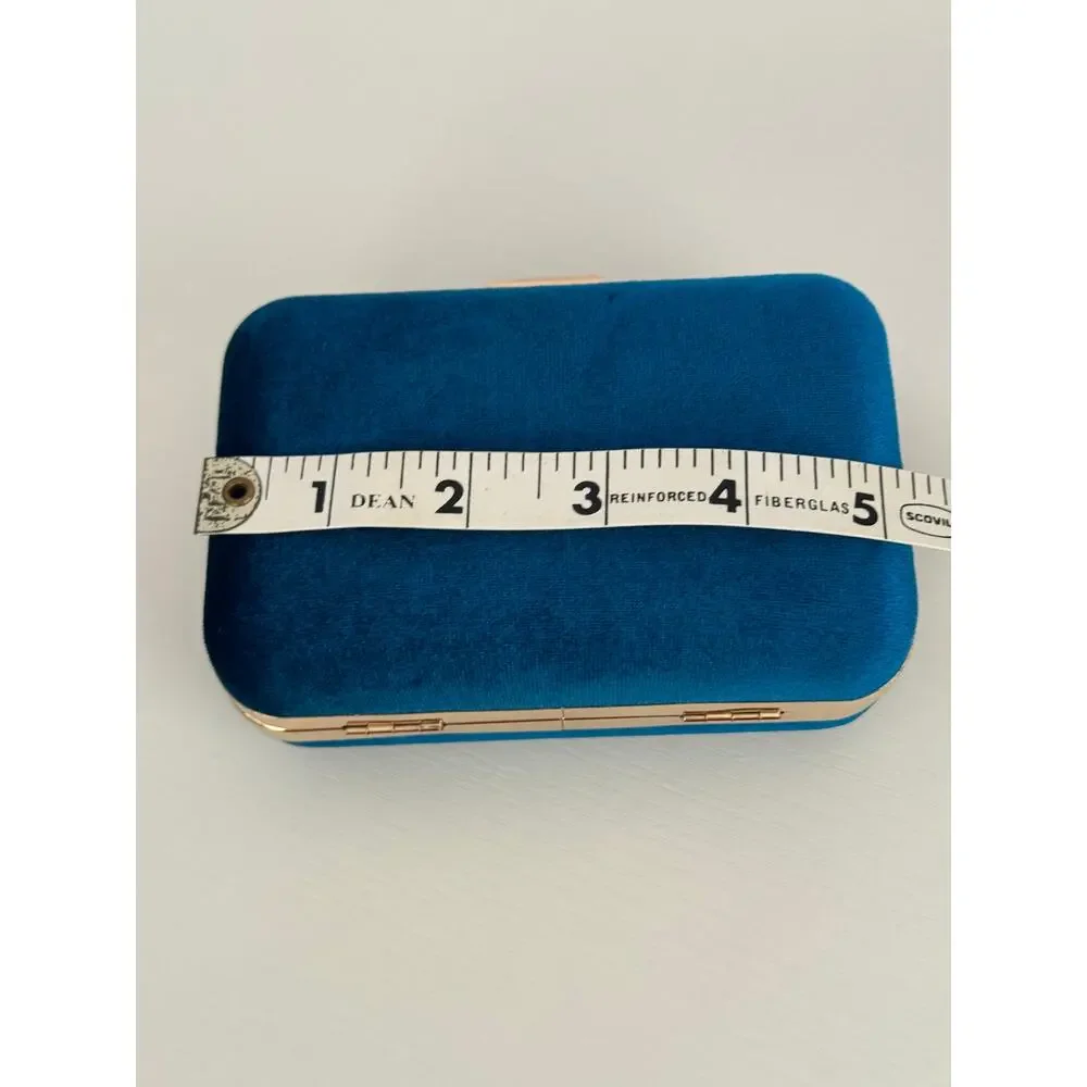 Who What Wear Teal Velvet Clutch Gold Chain Evening Bag Target - Picture 12 of 13